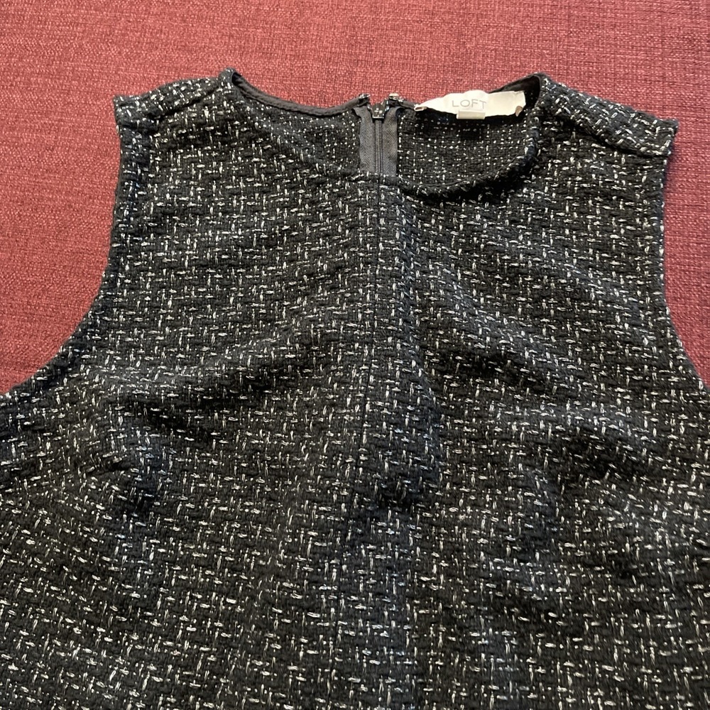 Loft Women Sleeveless Dress Size 4 Black /gray - Picture 4 of 11